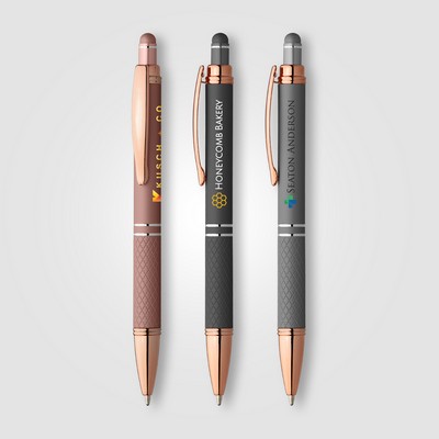 Phoenix Softy Rose Gold Metallic Pen w/ Stylus - Full-Color Inkjet