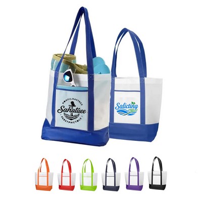 Non-woven Trim Color W/ Gusset Tote Bag-15" H x 18" W x 6" D